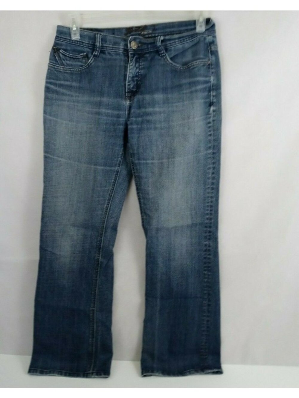 Foster Distressed Whiskered Embroidered Flare Jeans Size 8